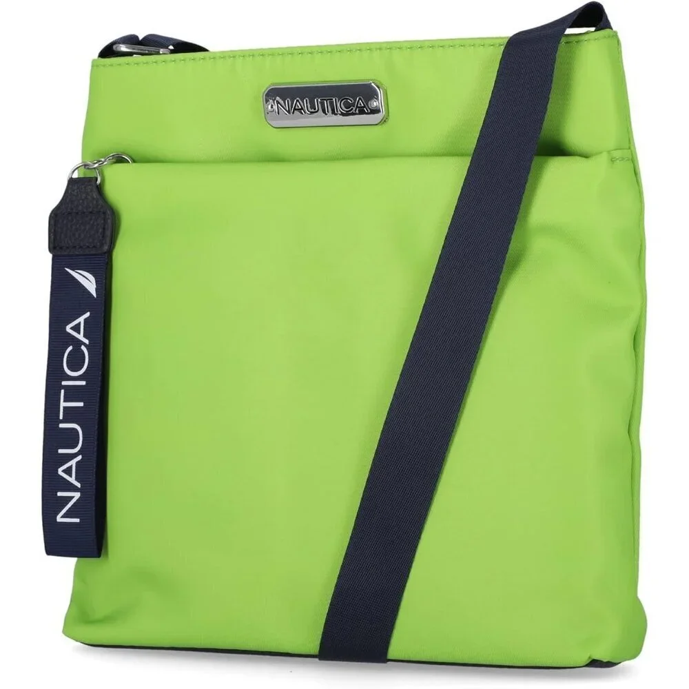 Women's Lime Nylon Crossbody Bag Purse with Adjustable Shoulder Strap